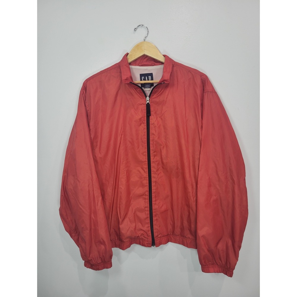 Gap Vintage Mens‎ Red Full Zip Windbreaker Jacket Mesh Lined Size Medium Y2K
